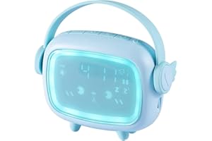 VABOO Despertador Digital Infantil, Reloj Despertador Recargable con luz Nocturna LED y Función Snooze, Wake up Light Despertador Luz de Noche, Reloj Despertador Silencioso para Niños,Niña (Blue)
