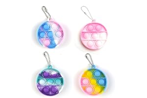 ZeroNine 4 Pack Fidget Toy Key Chain,Pop Bubble Fidget Sensory Toys for Family Kids Students Friends Stress Relief Anxiety Stress, Restore Emotions Gift For Adult Kids (Round)
