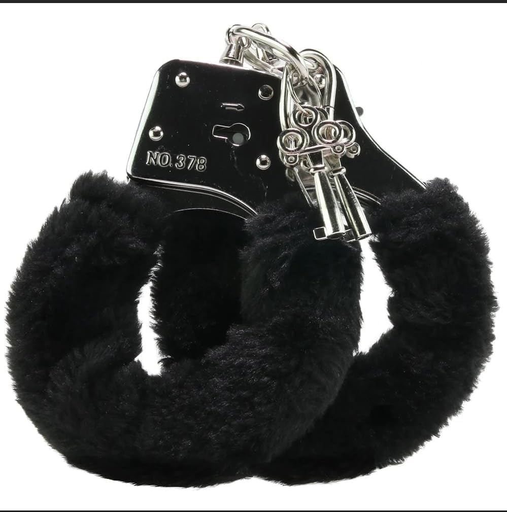 Manette di Metallo con Peluche Nero e Doppia Chiave - Manette Pelose Nere Finte Giocattolo - Mise en situation et utilisation