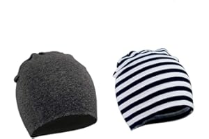 WUWYOUWL WYMAODAN Cappello Beanie da Bambini in Cotone, Cappello Morbido in Doppio Strato con Cappuccio in Cotone Autunnale e Invernale in 2 Pezzi per Ragazzi e Ragazze di 1-3 Anni