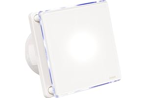 STERR Ventilateur de salle de bain blanc 100 mm avec LED - Ventilateur de salle de bain - Façade en verre - Look moderne - BFS100L - 10 W