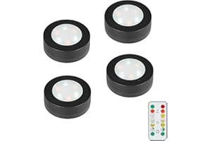 MOUJUCHI LED Cuisine Sous Meuble, 4Pcs Under Cabinet Lights Eclairage LED Cuisine Sous Fonctionnement à Piles avec Télécommandes Pour pour Armoire, Escaliers, Placard, Cuisine