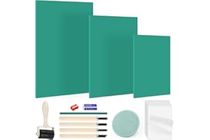 Sheryl&Rain 27 Stück Linoleum Platten Linoldruck Set, Stempelgummi Linolschnitt mit 15 Stück Reispapier für Anfänger, Weichgummi Linoldruck Platte (A4+A5+A6) für Kunstkreation und Stempelschnitzerei