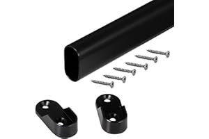 Gedotec Binario per armadi | OVAL | Lunghezza del binario: 1000 mm | 30 x 15 mm in acciaio nero