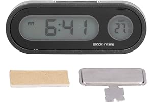 YOBOAMIC Car Clock Thermometer, Digital Car Clocks for Dashboard, 2-in-1 Car Dashboard Clock with Night Display, LCD Screen, Vehicle Dashboard Clock for Universal Cars