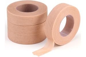 CAYBATS 4PCS Rouleaux Ruban de Peau Flexible 1,25 cm x 9 m Micropore Sparadrap Bande,bandages de gaze respirants pour le nez, pansements, extensions de cils, blessures, gonflements,sports