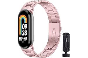 BANGTING Correas Acero Inoxidable Compatible con Xiaomi Mi Band 10/9/8, Correa Metalica de Repuesto para Mi Band 10/9 / 8