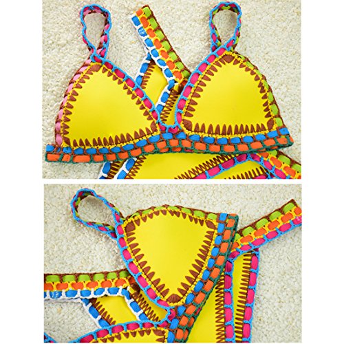 Sitengle Damen Bikini Sets Multicolour Push up Handgestrickte Badeanzüge Crochet Neopren Paisley Bademode Badeanzug Bathing Suit Ethnischen Tauchanzug Hot Bikini - 5