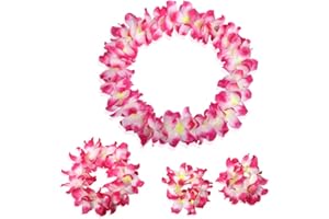 CISMARK Hawaiian Luau Blume Leis Jumbo Halskette Armbänder Stirnband Set