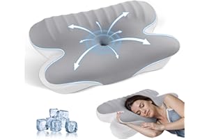 JINXIA Memory Foam Pillows for Sleeping,Ergonomic Orthopedic Neck Support Pillow,Cooling Pillow with Removable Pillowcase for Side,Back, Stomach Sleepers,Dark Gray