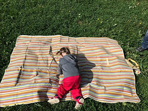 Supertrip Extra Large Picknickdecke wasserdichte sanddichte Fleece Picknickdecken Campingdecken Stranddecke mit Tragegurt Farbe Orange Streifen - 7