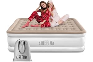 Airefina Colchón Hinchable con Bomba Integrada, Premium Colchon Hinchable, Hinchado Rápido en 3 Minutos, Colchón Inflable Matrimonio para Uso en Casa de Camping-152 x 203 x 40 cm