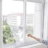 Window Fly Screen White Tulle Fly Screen, Mosquito Net, Fly Insect Holder, Glass Fly Wire with Apparatus, Easy Assembly (SINGLE WING 75