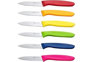 OPOLIA Paring Knife Fruit Knife Set (Pack of 6), Stainless Steel, Extra Sharp Blades, Sturdy Plastic Handle, Knife for Cutting Fruit and Vegetables.