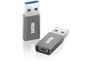 XAOSUN 10Gbps USB auf USB C Adapter,100W Typ A auf Typ C,USB3.1 Gen2 & PD Schnellladung Kompatibel mit iPhone 15/16 Pro, Airpods, iPad, Galaxy, PC, Auto,Powerbank (2 Stück)