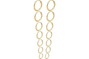 JUZICHEN 3-7 Paires Boucles d'oreilles Créoles Pour Femme, Creoles Or Argent Femme Homme, Hypoallergénique Boucles d'oreilles Mini Creole Acier Inoxydable