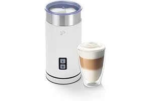 ‎TCHIBO Tchibo elektrischer Milchaufschäumer, 130ml Fassungsvermögen, aus rostfreiem Edelstahl, Antihaftbeschichtung, warmer und kalter Milchschaum, für Latte Macchiato, Cappuccino und Kakao (Weiß)