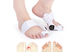 SHUYAN JIAO 2x Hallux Valgus Korrektur Set für Herren und Damen, Ballenzeh-Korrektor für große Zehen Hallux Valgus Schienen Verstellbarer Knopf Schienen [2x], Zehenspreizer [2x] Befestigungswinkeln für Zehen (2)