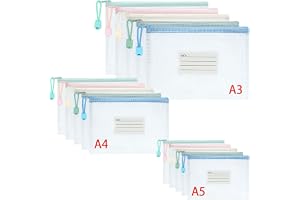 Vicloon Plastplånböcker, 15 st A3 A4 A5-mappar, väskor med dragkedja nät dokumentplånbok med etikettficka för skola kontor lä