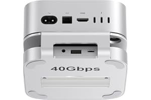 Qwiizlab Mac mini M4/M4 Pro stojak koncentrator z obudową SSD 40 Gb/s USB4 NVMe SSD, host USB-C, 3 USB-A 2.0, dźwięk 3,5 mm, obsługuje M.2 PCIe do 8 TB, kompatybilny z Thunderbolt 4/5