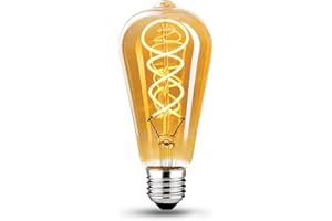 ‎KANQIAO Edison Vintage Żarówka E27, E27 LED Vintage ściemnialna 4W Retro Lampa LED Ciepła Biel 2700K Edison Żarówka E27 Vintage Idealna do Nostalgii i Retro Oświetlenie w Home Cafe Bar - 1 sztuki (ST64 - SLX)