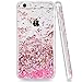 Produktbild Yokata iPhone 6 / iPhone 6s Hülle Transparent Glitzer Flüssig Liquid Handyhülle Rosa Pink Weiche Silikon TPU Bumper 3D Schutzhülle mit Diamant Stoßfest Kratzfeste Hardcase Klar Hart Backcover Bling Bling Blumen Stern Motiv Muster Schutzhülle Ultra Dünn Slim Handy Tasche Schale Etui für iPhone 6 / iPhone 6s Case Cover