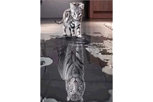 LUKDUNG DIY Pintura de Diamante 5D, 5D Diamond Painting Rhinestone Bordado de Punto de Cruz Lienzo Artes Manualidades Decoración de Pared del Hogar (Pequeño Tigre Blanco) 30×40cm
