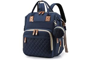 PORRASSO Zaino Fasciatoio Baby Zaino Pannolino Borse Fasciatoio con USB Lettino da Viaggio Pieghevole Daypack Grande Zaini da Viaggio per Mamme Papà Blu