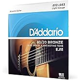 Daddario Ej11 Akustik Gitar Tel Seti, 80/20 Bronze, Light Gauge,