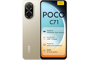 XIAOMI POCO C71 Smartphone, 4+128GB, Gold, UNISOC T7250 processor, 5200mAh battery, 32MP AI dual camera, 6.88" large screen display (No power adapter included)