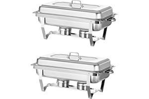 Jacgood Chafing Dish Profi Set Toulouse, Edelstahl Warmhaltebehälter, Speisewärmer, Rechaud, Chafing Dishes für Catering, Buffet und Party (2 Packung)