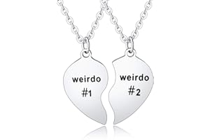 BESPMOSP 2PCs Friendship Gifts Weirdo 1 Weirdo 2 Matching Set Best Friends Necklace Birthday Gifts for Women Men