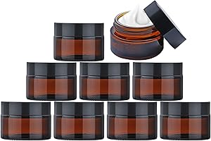 MYTHOSURGE 9 Stück Braunglas Salbentiegel,30ml Amber Glas Leerdose, Creme behälter,kleine dose mit deckel, Reise Probenbehälter,Cremedosen zum befüllen von Kosmetika, Lotionen, Cremes