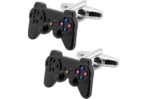 Jonwo Gemelli da uomo a forma di controller di videogiochi, classici per camicia da smoking, gemelli per camicia da lavoro, matrimonio, uso quotidiano, in confezione regalo, 22 x 11mm, Acciaio