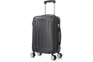 RAYKONG Maleta Cabina ABS 55x40x20cm (40L) - Trolley pequeña Equipaje de Mano - 4 Ruedas Dobles Giratorias 360ª - Negro