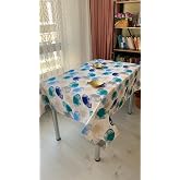 Defnelam Dertsiz Masa &Ouml;rt&uuml;s&uuml; Duck Keten sıvı ge&ccedil;irmez 150 x 180 cm (Mavi Yaprak)