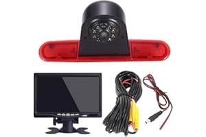 KALAKASS HD CCD Étanche Vision Nuit Couleur Vue de Frein Troisième sur Le Toit Montage en Surbrillance Reverse Caméra de Recul Angle réglable pour Fiat Doblo 263 van/Opel Combo (Caméras + Moniteur de 7 pouces)