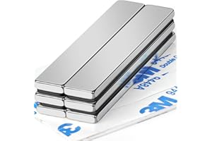 FINDMAG 6 Pack Magnet, Neodymium Magnets, Magnetic Strips, Bar Magnets, Rare Earth Magnet with Double-Sided Adhesive, Extremely Fridge Magnetic Bar for Multi-Use
