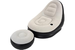 AVENLI Poltrona Gonfiabile Floccata Deluxe Lounger 125x100x85cm con Portabicchieri e Poggiapiedi da 56x27cm