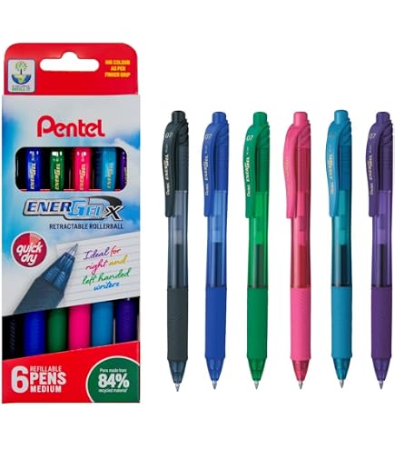 Pentel Energel X BL107 – Penne A Sfera Gel 0,7mm (Confezione Da 6, Colore Marrone)