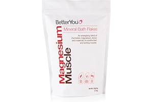 BetterYou Magnesium Muscle Mineral Bath Flakes, Natural Source Magnesium Chloride Bath Flakes to Sooth Aching Muscles, Sports Recovery Salts, Vegan & Palm-Oil Free, 1kg