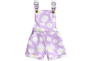 Dazzerake Salopette Bébé Fille à Motif Floral Salopette Col Carré avec Poches Combinaison sans Manche pour Bébé Fille 12 Mois-5 Ans Été