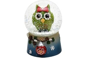 DEKOHELDEN24 Schneekugel, Eule, Maße H/B/Ø Kugel: ca. 6,5 x 4,5 cm/Ø 4,5 cm.