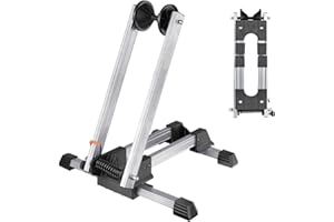 Jolitac Sports Foldable Alloy Bicycle Storage Stand Bike Floor Parking Rack Wheel Holder Fit 20-29 inch Bikes Indoor Home Garage Using