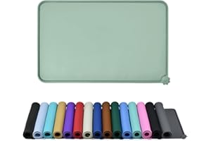 Reopet Silicone Pet Feeding Mat, Waterproof Dog Cat Food Mat with Raised Edges, Dog Cat Water Bowl Placemats, Dog Cat Feeding Mats for Food and Water Prevent Spill, Multiple Colors & Sizes for Pets