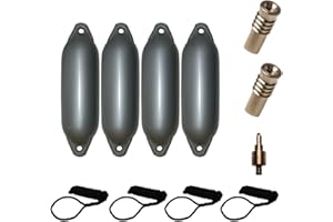 Majoni, Set completo per con parabordo per barca, con 4 cime per parabordi, 2 valvole di ricambio e 1 adattatore per valvole