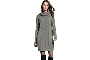 HZQIFEI Vestiti Donna Invernali, Abito in Maglia Aderente Maglione Manica Lunga Vestito Casual Mini Vestiti