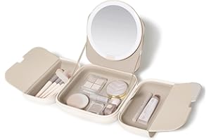 AMIRO M2 LumoCube Miroir de Sac LED Portable avec 5 Niveaux de luminosité, Organisateur de Trousse de Maquillage avec Miroir-Blanc