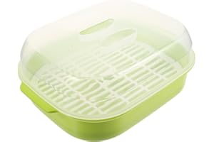 KICHVOE Dampfgarer für die Mikrowelle, Kochbehälter mit Deckel für gedämpftes Brot, Brötchen, Knödel, Fisch, Reis, Küchenutensilien (grün)