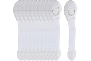 QOMJUFA Bloqueo de cajones para niños de 10 piezas para armarios, cajones, armarios, frigoríficos, cierre de seguridad con adhesivo 3M, sin necesidad de taladrar